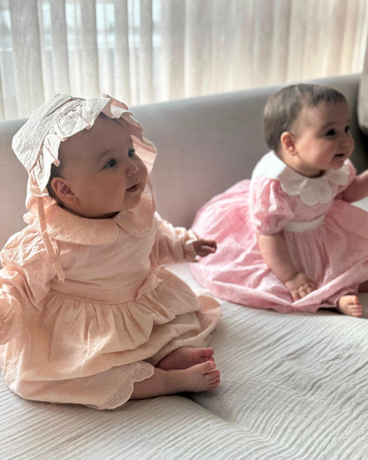 Fisto Detaylı Nakışlı Pembe Elbise